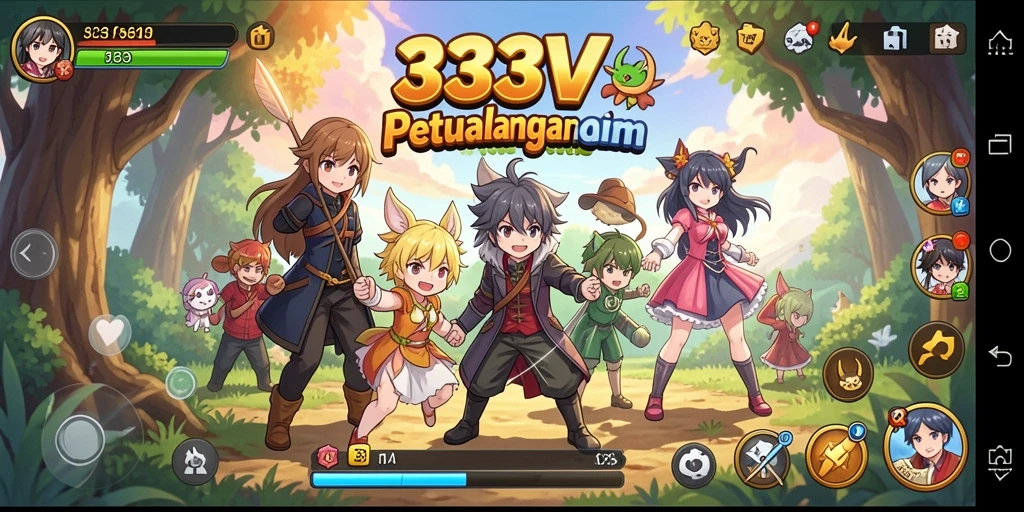 Tampilan gameplay 333V yang menarik dengan karakter anime yang beragam.