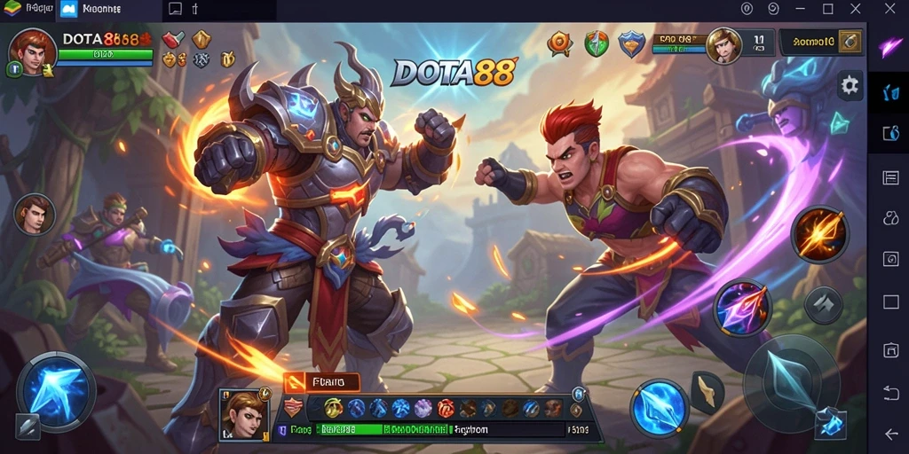 Tampilan pertarungan yang mendebarkan dalam DOTA88.