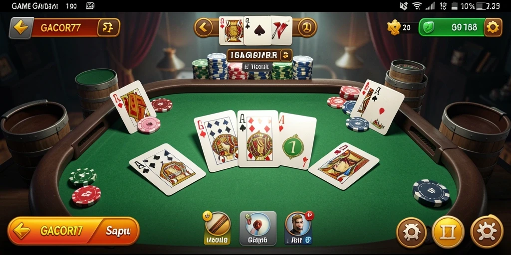 Tangkapan layar GACOR77 menampilkan gameplay Gaple yang seru.