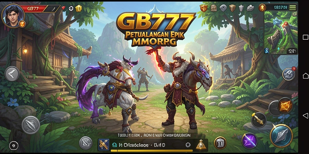 Screenshot gameplay GB777 menampilkan karakter dalam pertempuran epik.