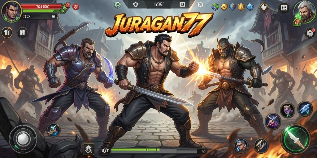 Screenshot gameplay <strong>JURAGAN77</strong> menampilkan aksi seru di arena Fighting.