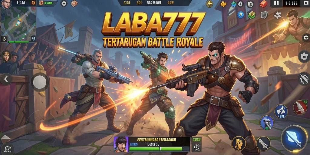 Tangkapan layar gameplay LABA777 yang menampilkan pertempuran intens di arena.