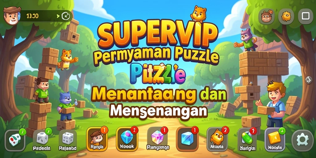 Tampilan screenshot utama dari gameplay <strong>SUPERVIP</strong> dengan berbagai teka-teki menarik.