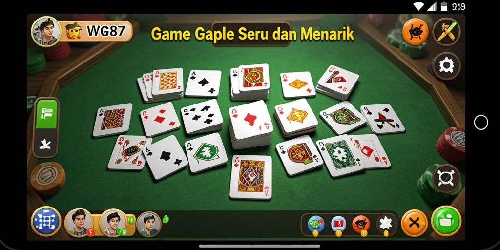 Screenshot gameplay WG87 menampilkan keseruan bermain Gaple bersama teman.